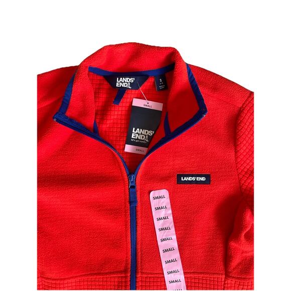 Lands' End Women’s Fleece Zip Up Jacket Orange Size S NWT Made Egypt - Picture 2 of 3
